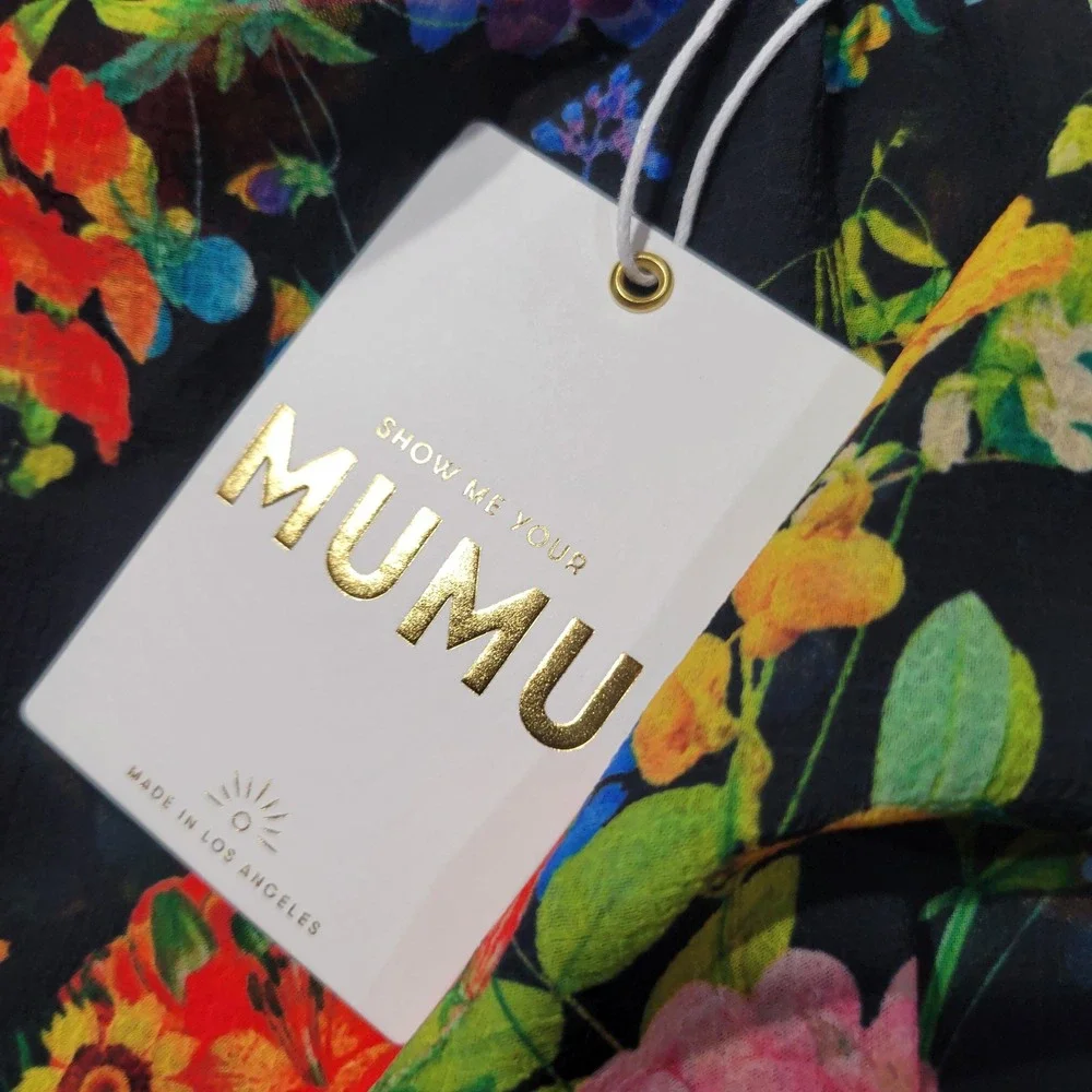 Show Me Your Mumu Womens‎ Dress XS Black Floral Ruffle Off Shoulder Mini Boho
